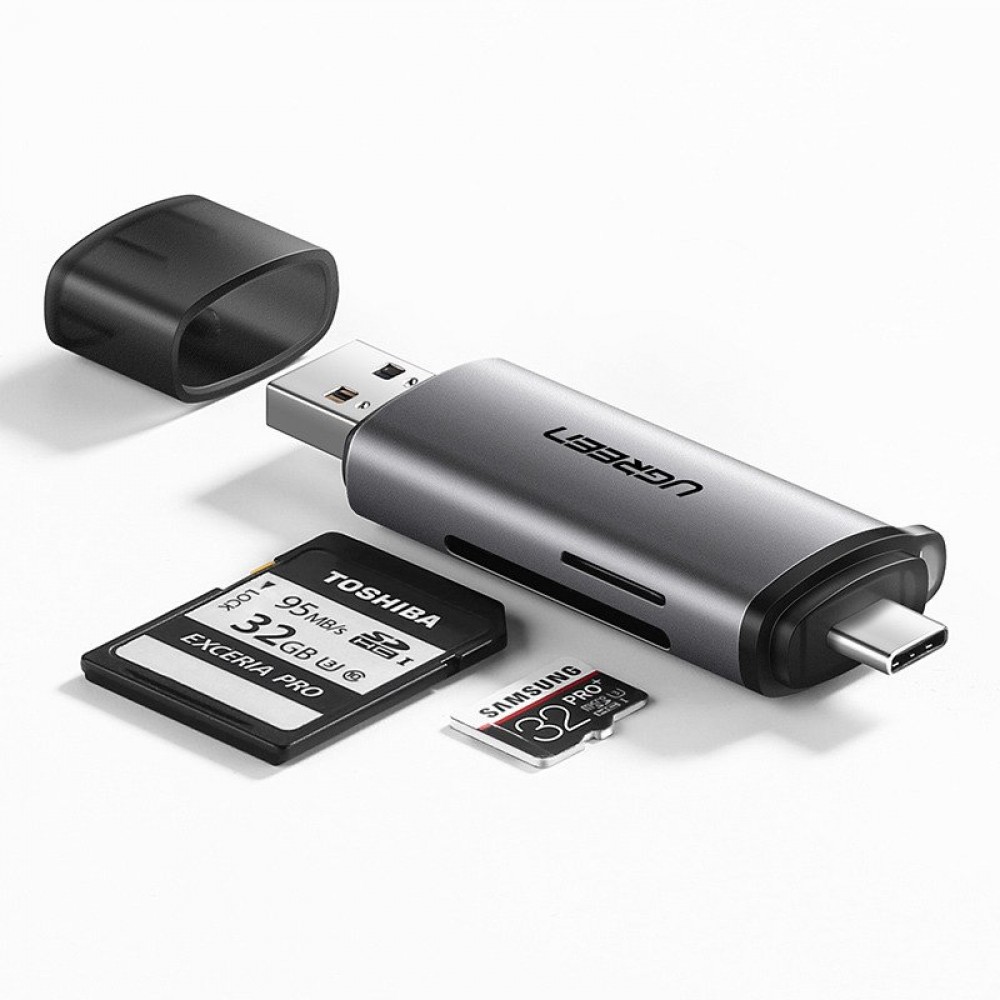 Ugreen Card Reader Type-C για SD/microSD Γκρι (50706)