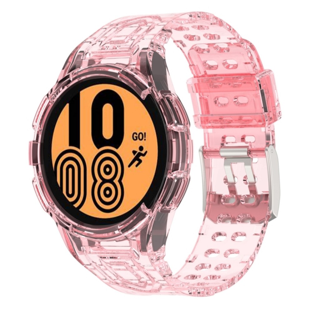 Λουράκι σιλικόνης με θήκη προστασίας για το  Samsung Galaxy Watch4 44mm (Transparent Pink)  