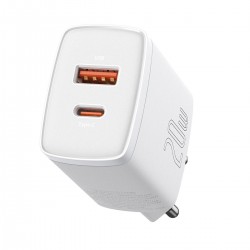 Baseus Φορτιστής Χωρίς Καλώδιο με 2 Θύρες USB-A και Θύρα USB-C 20W Power Delivery Λευκό (Compact 2U+C)