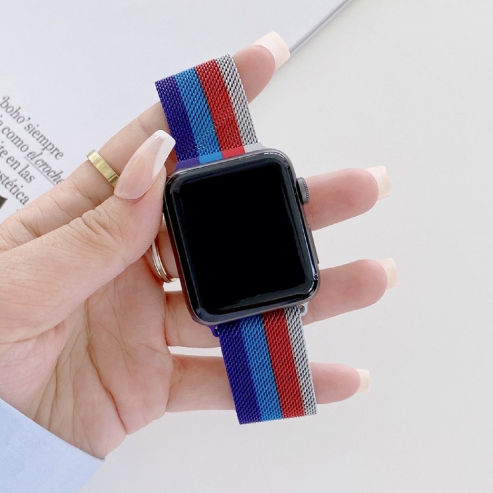 Μεταλλικό λουράκι με μαγνητικό κλείσιμο για το  Apple Watch 42/44mm (Purple Blue Red Silver)
