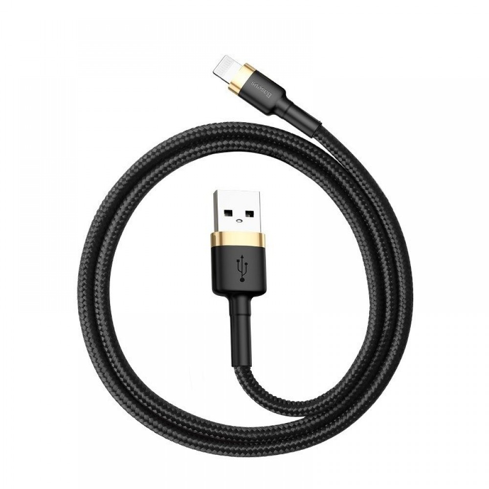Baseus Καλώδιο Φόρτισης Durable Cafule USB to Lightning Cable 2.4A 1m (CALKLF-BV1) - Black/Gold