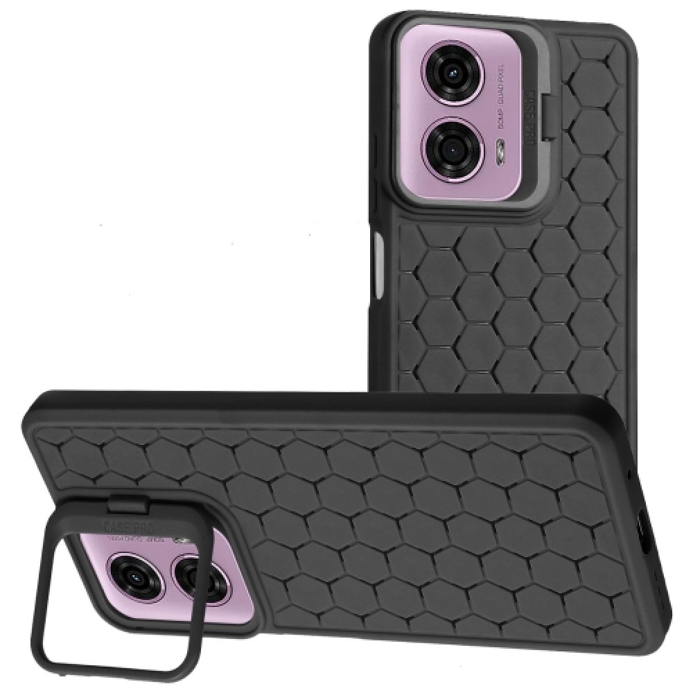 Θήκη πλάτης Honeycomb TPU με kickstand για το Motorola Moto G24 / G24 Power / G04 / G04s / E14 Black