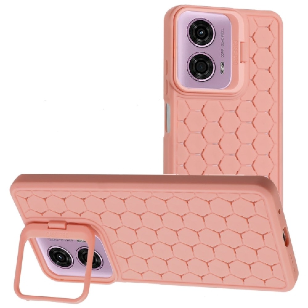 Θήκη πλάτης Honeycomb TPU με kickstand για το Motorola Moto G24 / G24 Power / G04 / G04s / E14 Pink