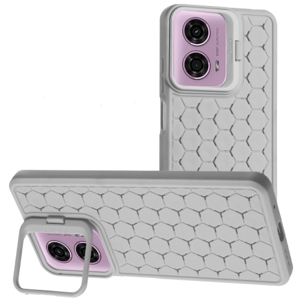 Θήκη πλάτης Honeycomb TPU με kickstand για το Motorola Moto G24 / G24 Power / G04 / G04s / E14 Grey