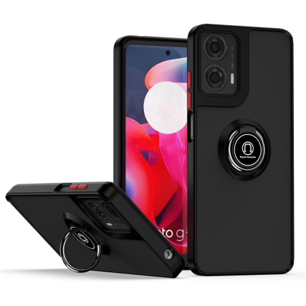 Θήκη πλάτης Shadow Series PC - TPU με kickstand για το Motorola Moto G24 / G24 Power / G04 / G04s / E14 Black - Red