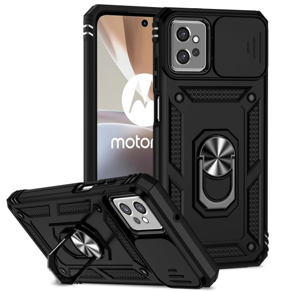 Θήκη πλάτης Armor με προστασία κάμερας και kickstand για το Motorola Moto G32 Black