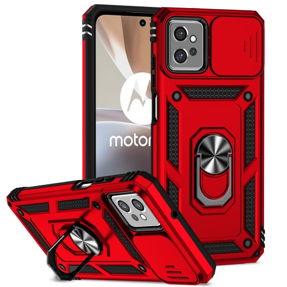Θήκη πλάτης Armor με προστασία κάμερας και kickstand για το Motorola Moto G32 Red