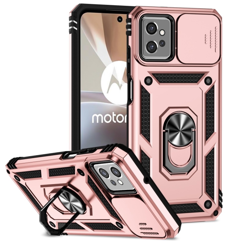Θήκη πλάτης Armor με προστασία κάμερας και kickstand για το Motorola Moto G32 Rose Gold