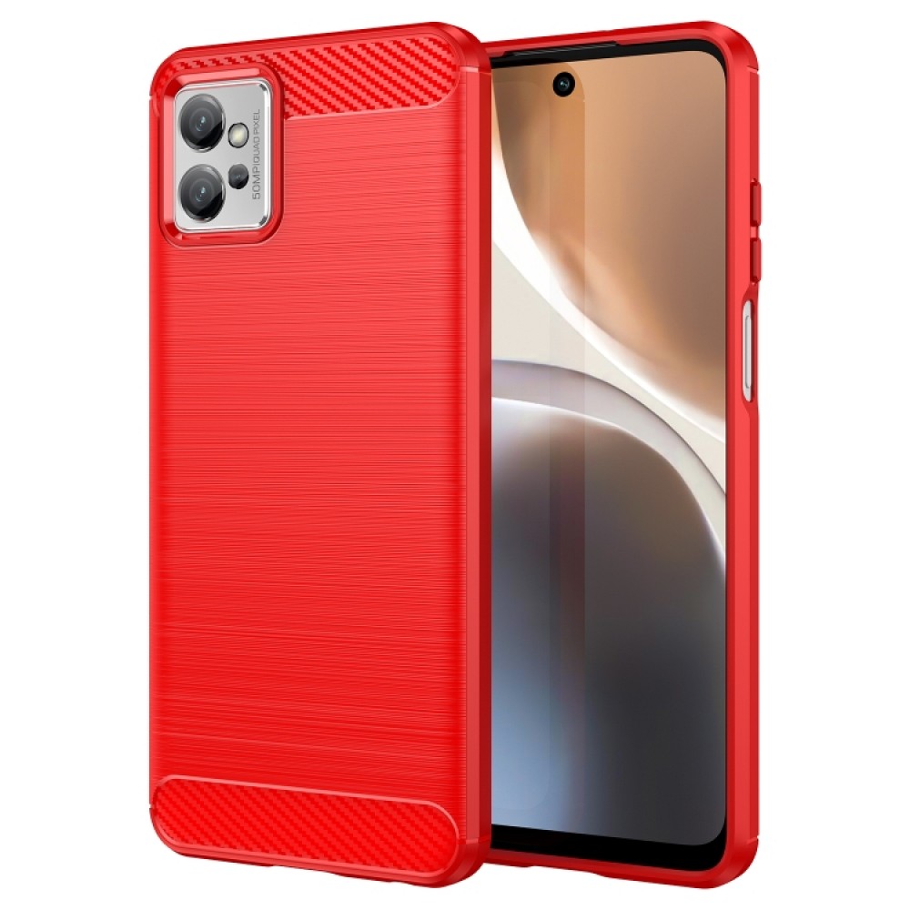 Θήκη πλάτης σιλικόνης TPU Carbon Fiber για το Motorola Moto G32 Red