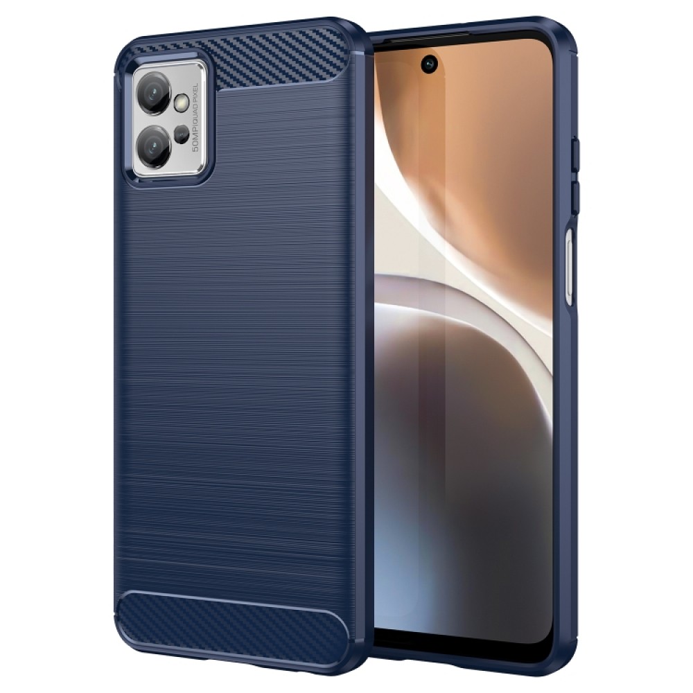 Θήκη πλάτης σιλικόνης TPU Carbon Fiber για το Motorola Moto G32 Blue