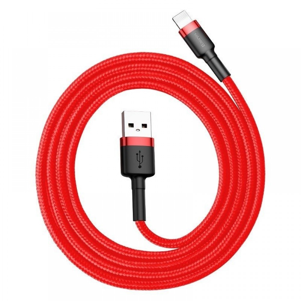 Καλώδιο Baseus Cafule Braided USB to Lightning QC3.0 1.5A 2m – Red (CALKLF-C09)