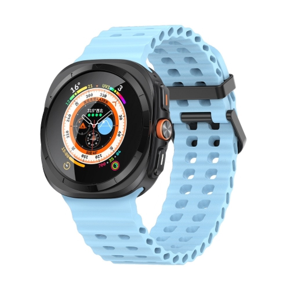 Λουράκι σιλικόνης Ocean Dual Row Hole για το Samsung Galaxy Watch Ultra 47mm (Light Blue)