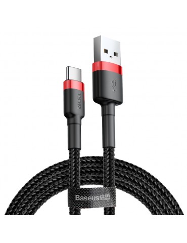 Baseus Cafule Cable Durable Nylon Braided Wire USB / USB-C QC3.0 2A 2M Μαύρο - Κόκκινο (CATKLF-C91)