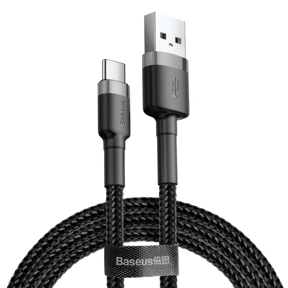 Baseus Cafule Cable Durable Nylon Braided Wire USB / USB-C QC3.0 2A 3M Μαύρο - Γκρι (CATKLF-UG1) 