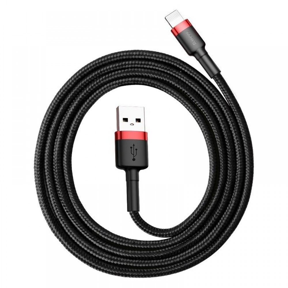 Baseus Cafule Καλώδιο Nylon Braided Wire USB / Lightning QC3.0 2A 3M black-red CALKLF-R91