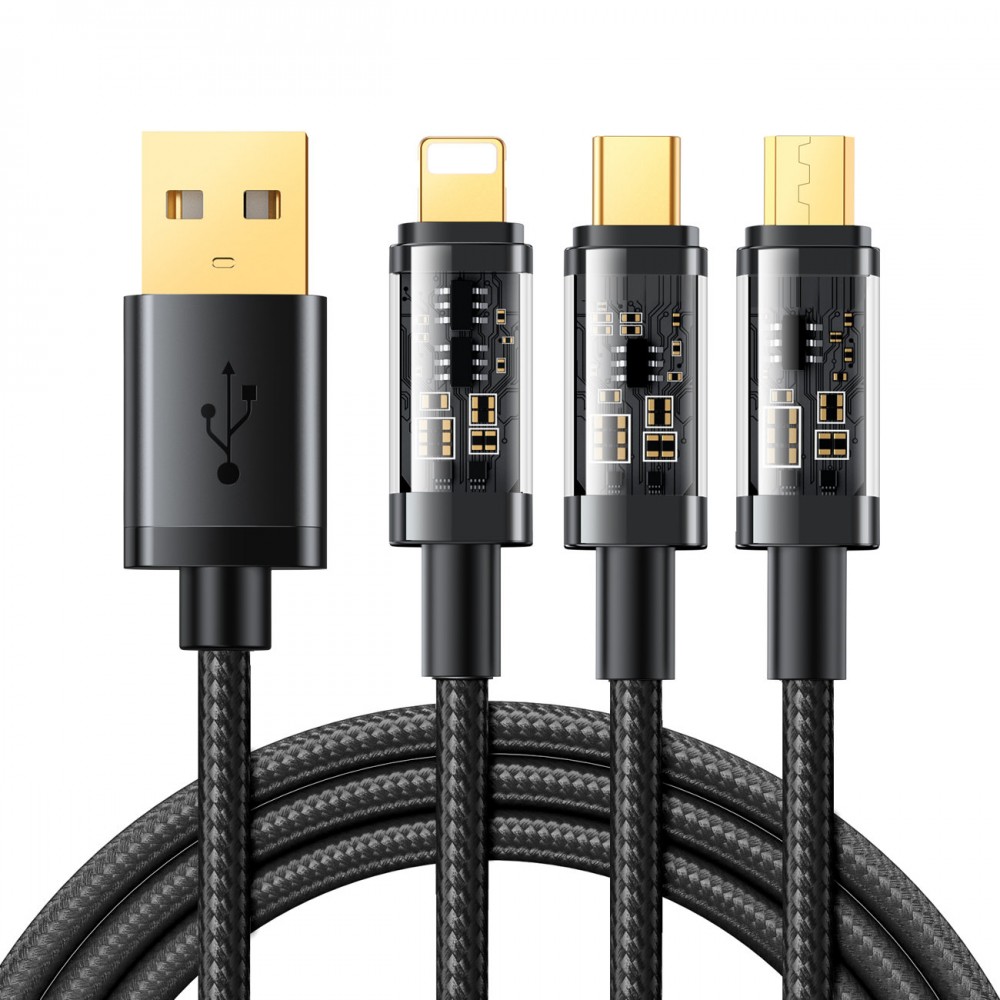 Καλώδιο Joyroom Braided USB to Lightning / Type-C / micro USB Cable Μαύρο 1.2m (S-1T3015A5) Black