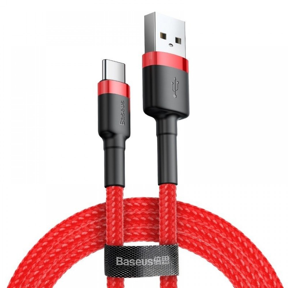 Baseus Καλώδιο Φόρτισης Cafule Braided USB 2.0 Cable USB-C male - USB-A male Κόκκινο 1m (CATKLF-B09)