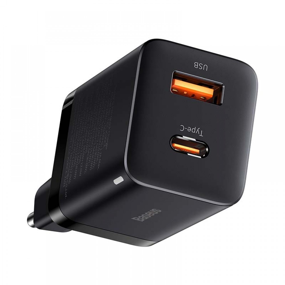 Baseus Φορτιστής Super Si Pro με Θύρα USB-A και Θύρα USB-C 30W Power Delivery (CCSUPP-E01) - Black