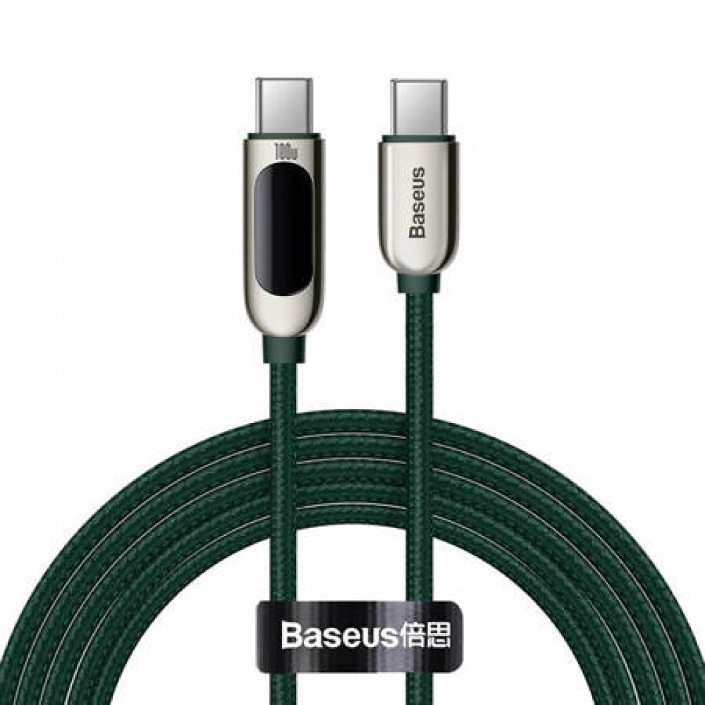 Baseus Καλώδιο USB-C σε USB-C με Οθόνη 100W 2m (CATSK-C06) Green