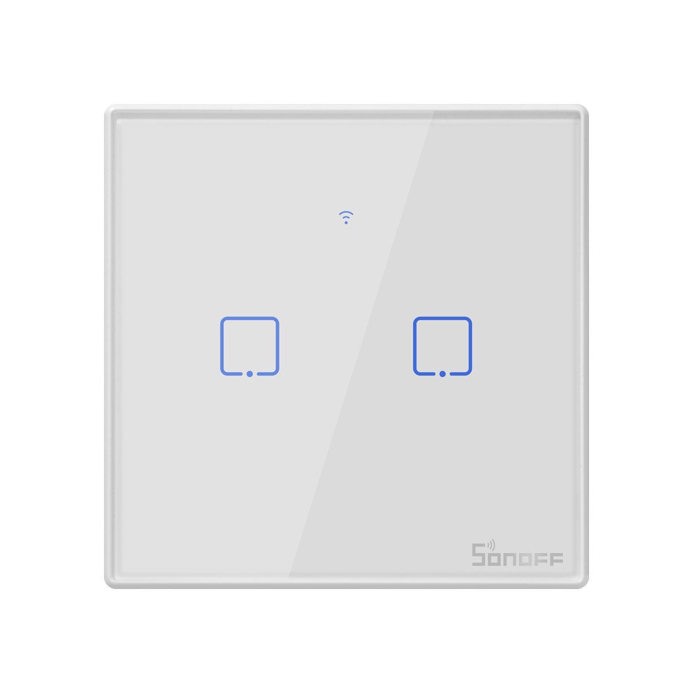 Sonoff Έξυπνος Διπλός Διακόπτης T2 TX 2-Gang WiFi RF Wall Touch Switch EU  - White