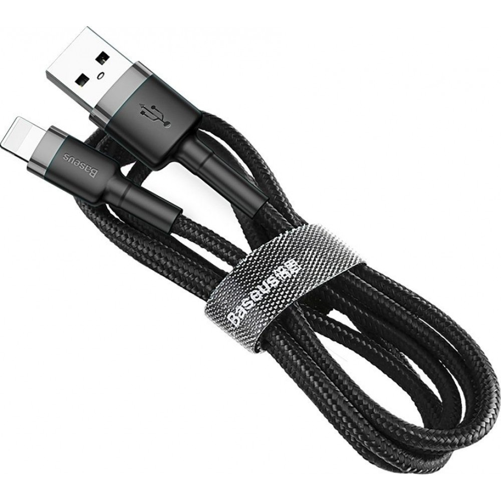 Baseus Cafule Cable Durable Nylon Braided Wire USB / Lightning QC3.0 2A 3M Μαύρο - Γκρι (CALKLF-RG1)
