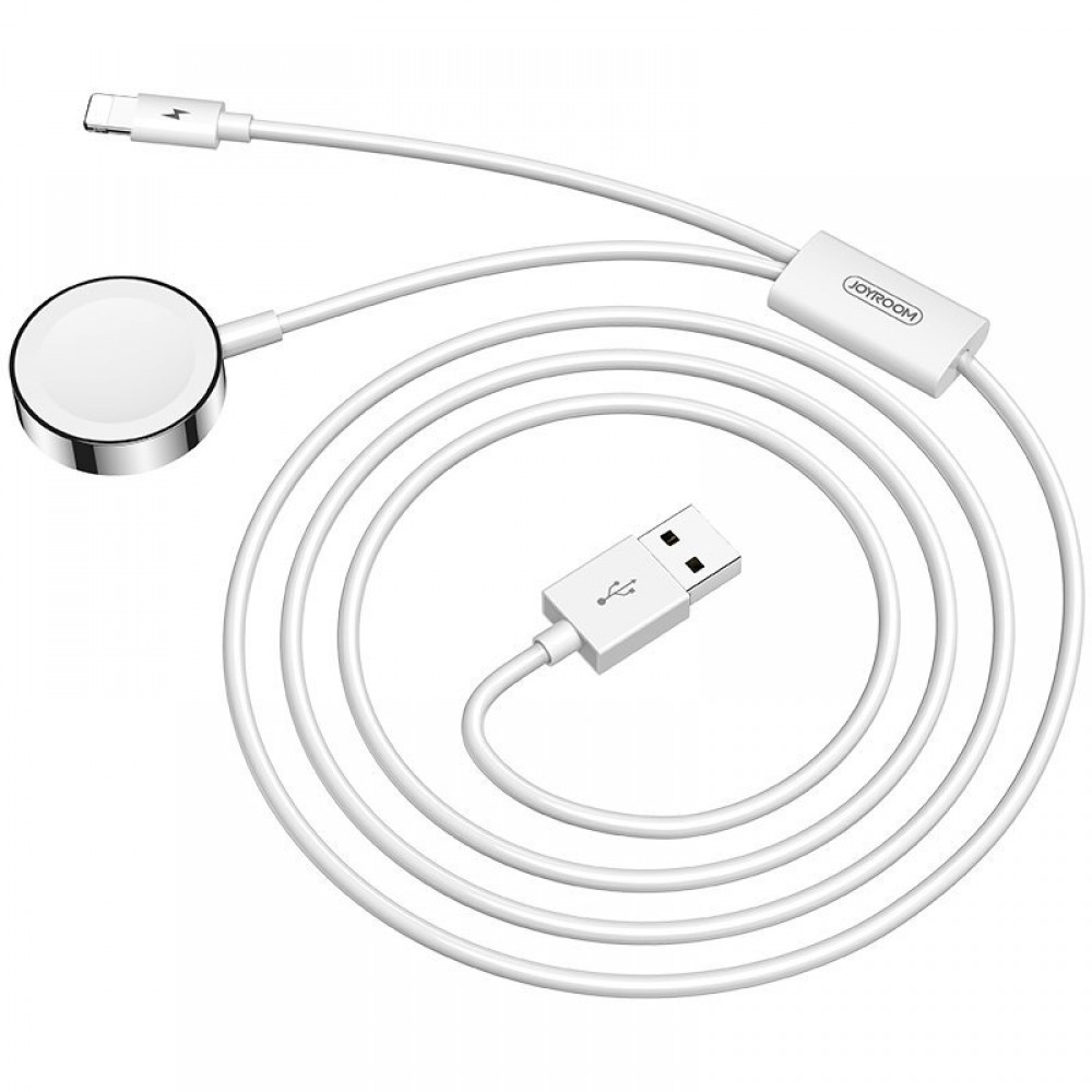 Joyroom 2in1 wireless Qi charger for Apple Watch / USB - Lightning cable 1,5 m white (S-IW002S)