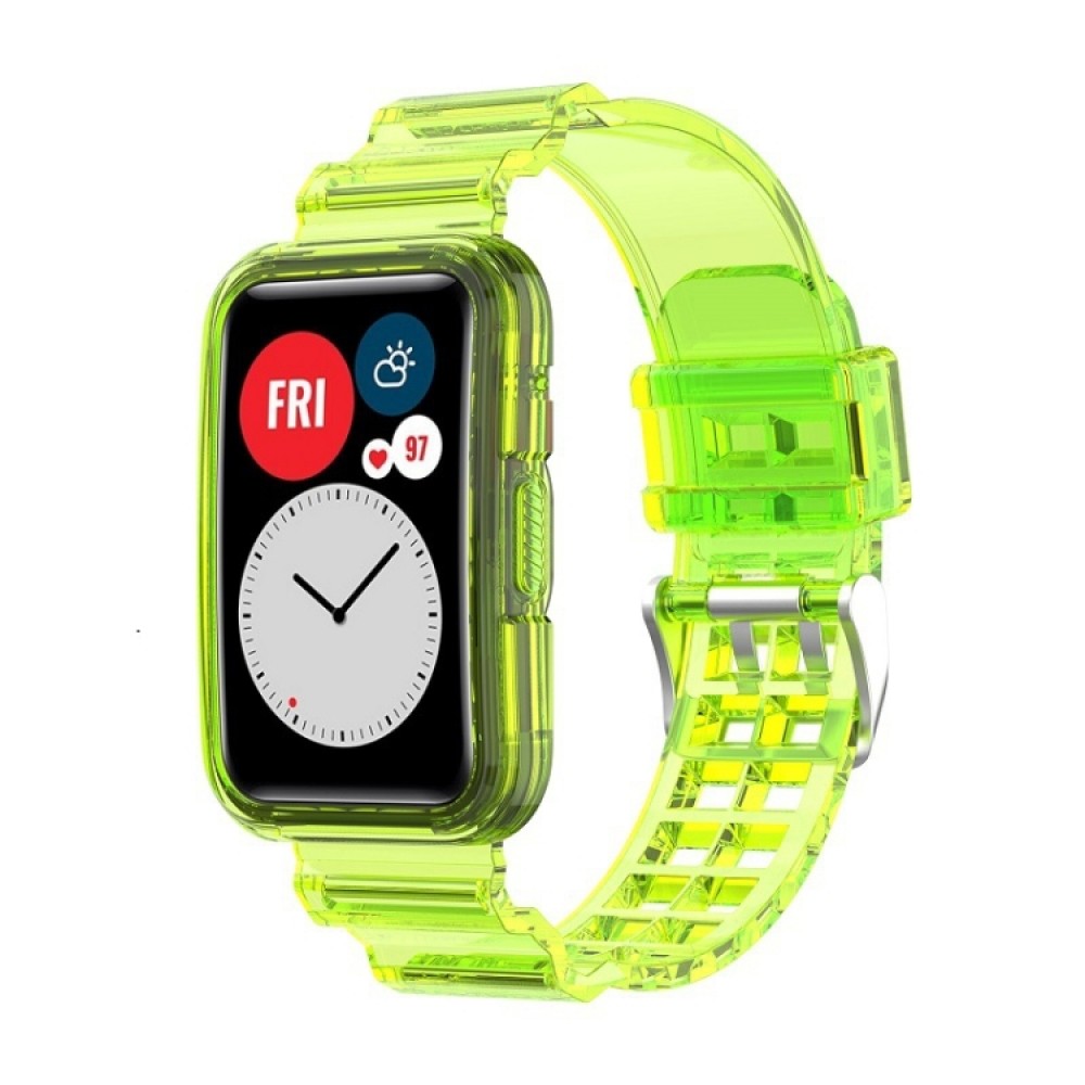 Λουράκι σιλικόνης με ενσωματωμένη θήκη προστασίας για το Huawei Watch Fit 2 (Yellowgreen)  