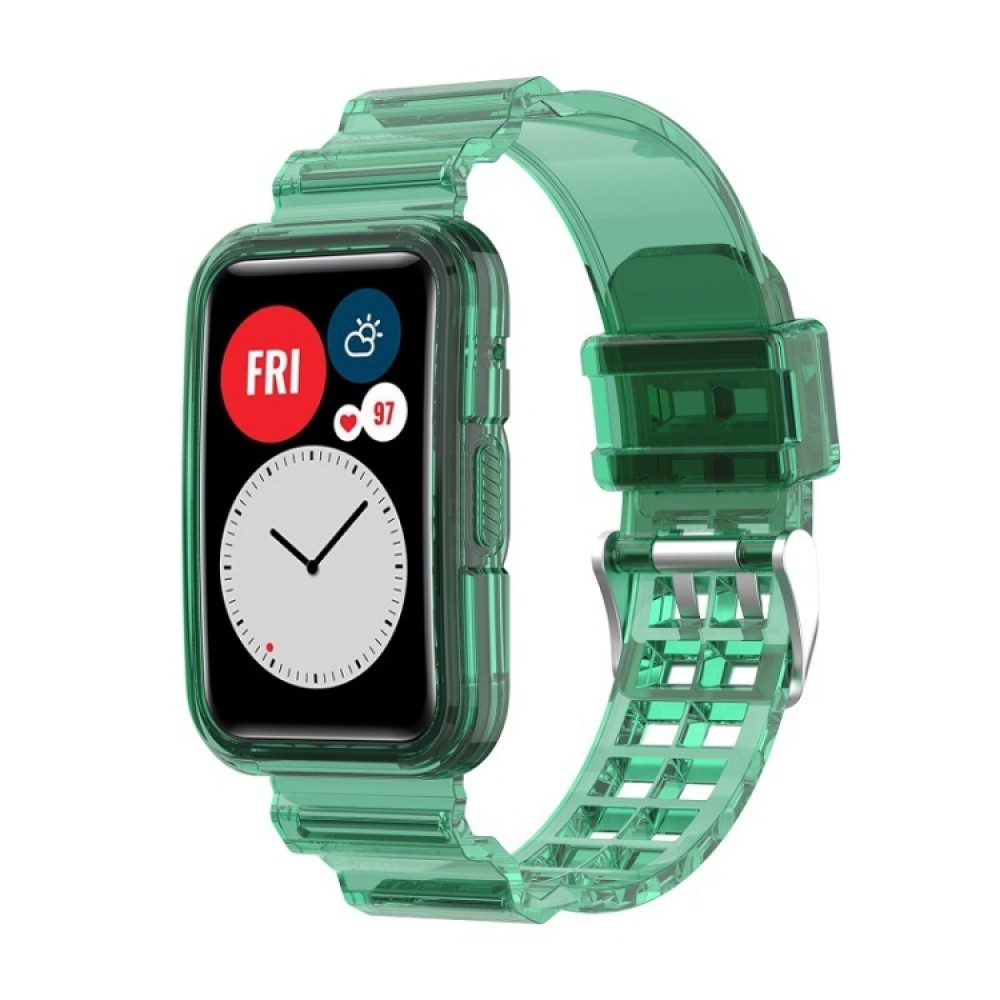 Λουράκι σιλικόνης με ενσωματωμένη θήκη προστασίας για το Huawei Watch Fit 2 (Green)  