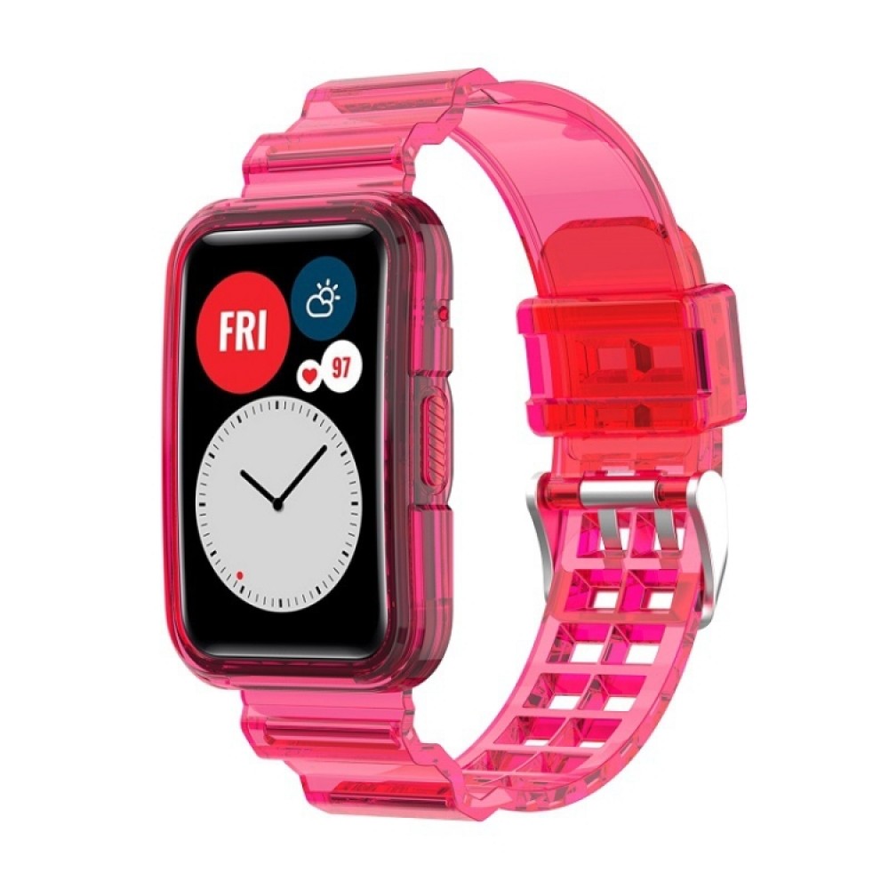 Λουράκι σιλικόνης με ενσωματωμένη θήκη προστασίας για το Huawei Watch Fit 2 (Pink)  