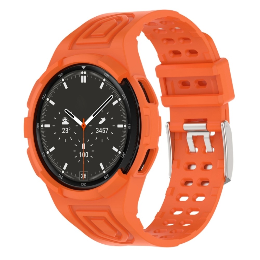 Λουράκι σιλικόνης με θήκη προστασίας για το  Samsung Galaxy Watch4 44mm (Orange)  