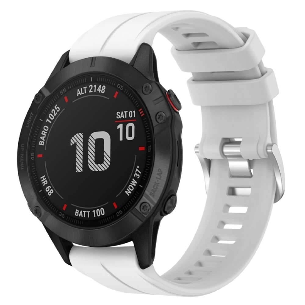 Λουράκι σιλικόνης με ασημί κούμπωμα για το Garmin Fenix 5/5 Plus/ Forerunner 935/945/Quatix 5/Quatix 5 Sapphire (White)  