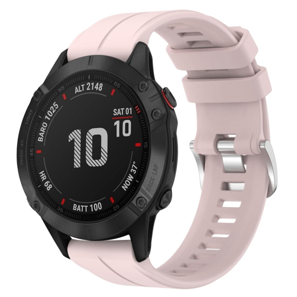 Λουράκι σιλικόνης με ασημί κούμπωμα για το Garmin Fenix 5/5 Plus/ Forerunner 935/945/Quatix 5/Quatix 5 Sapphire (Pink)  