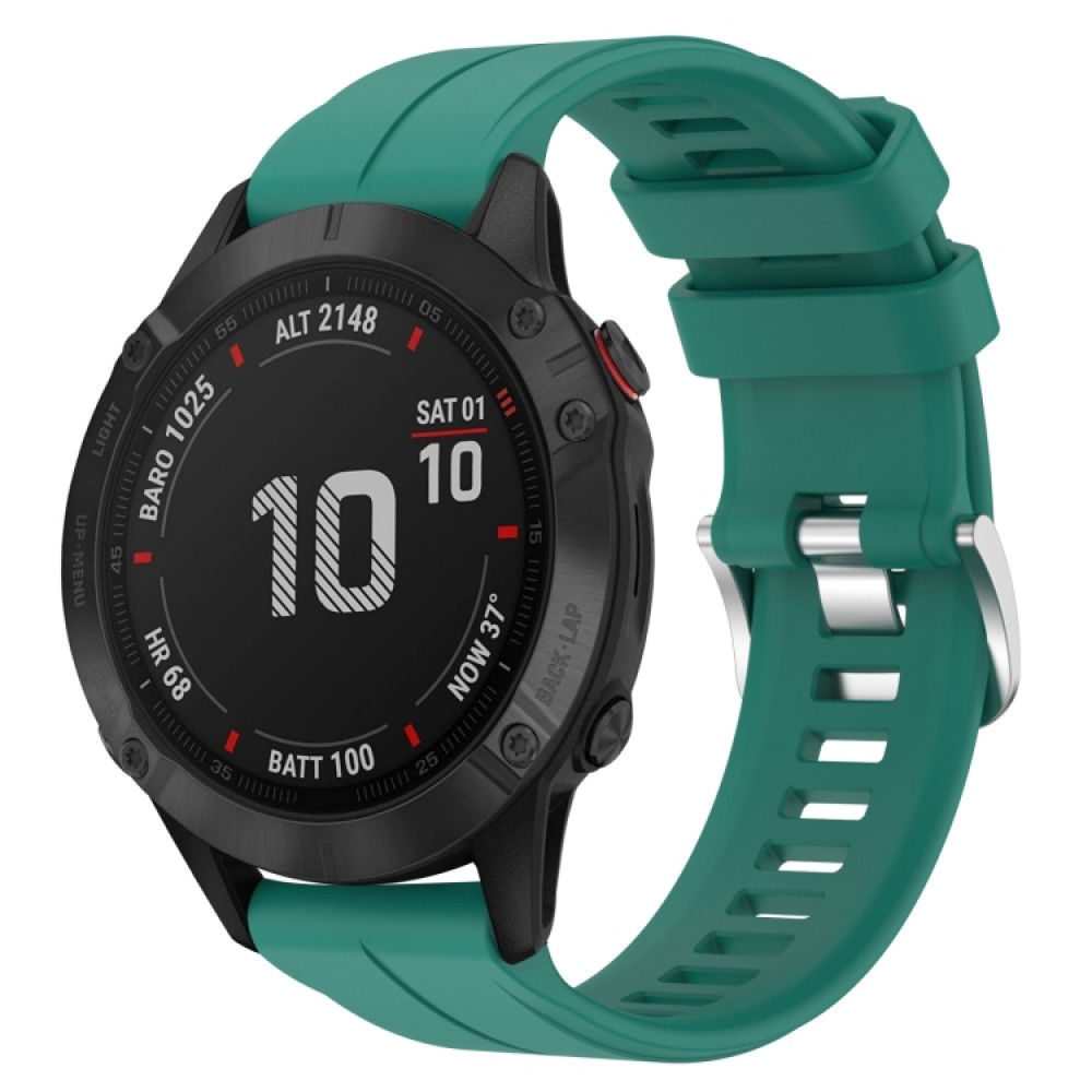 Λουράκι σιλικόνης με ασημί κούμπωμα για το  Garmin Fenix 5/5 Plus/Forerunner 935/945/Quatix 5/Instinct (Green)  