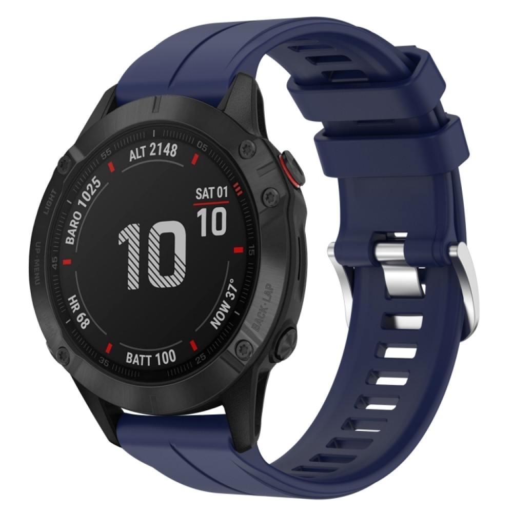 Λουράκι σιλικόνης με ασημί κούμπωμα για το Garmin Fenix 5/5 Plus/ Forerunner 935/945/Quatix 5/Quatix 5 Sapphire (Dark Blue)  