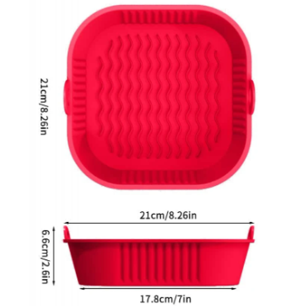 Φόρμα Σιλικόνης Για Μαγείρεμα Air Fryer (21 cm) -Red