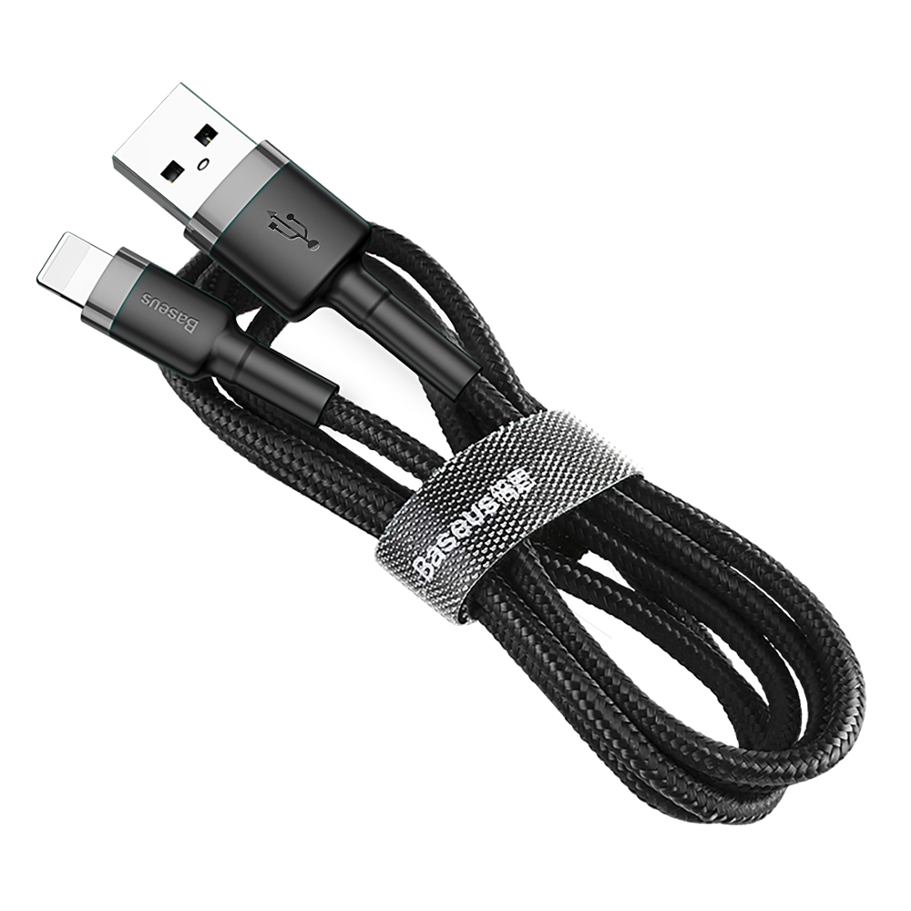 Baseus Καλώδιο Φόρτισης Cafule USB to Lightning Cable 8-pin 1m 2,4A - Γκρι/Μαύρο (CALKLF-BG1)