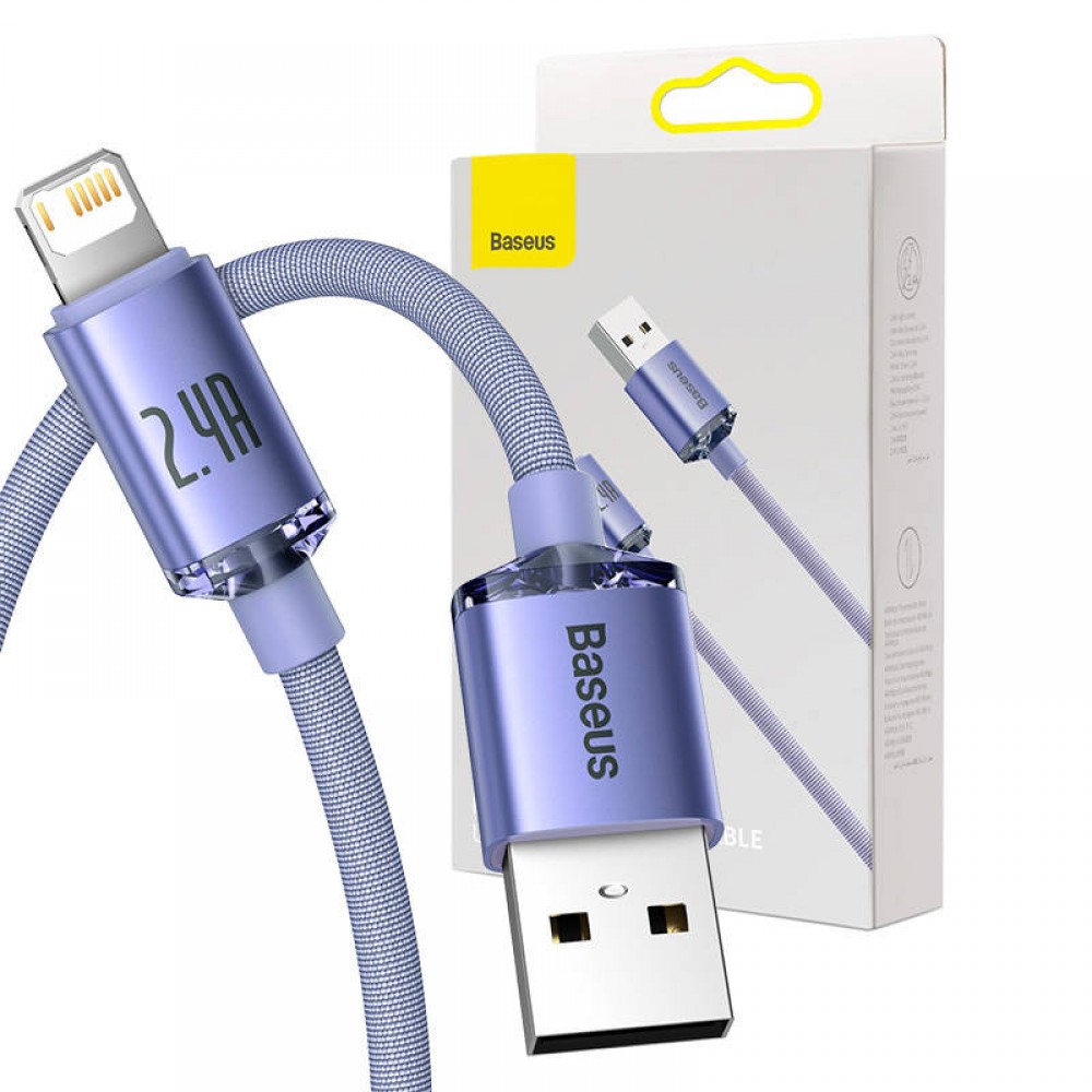 Καλώδιο Baseus Crystal Shine cable USB to Lightning, 2.4A, 2m (purple) CAJY000105
