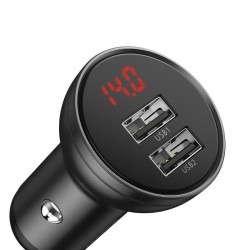 Baseus Φορτιστής Αυτοκινήτου Γκρι CCBX-0G 4.8A με Θύρες: 2xUSB και Βολτόμετρο Μπαταρίας