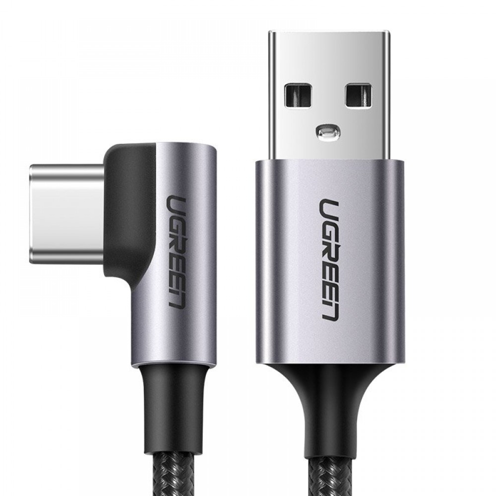 Ugreen Angle (90°) / Braided USB 2.0 Cable USB-C male - USB-A male Μαύρο 1m (50941)