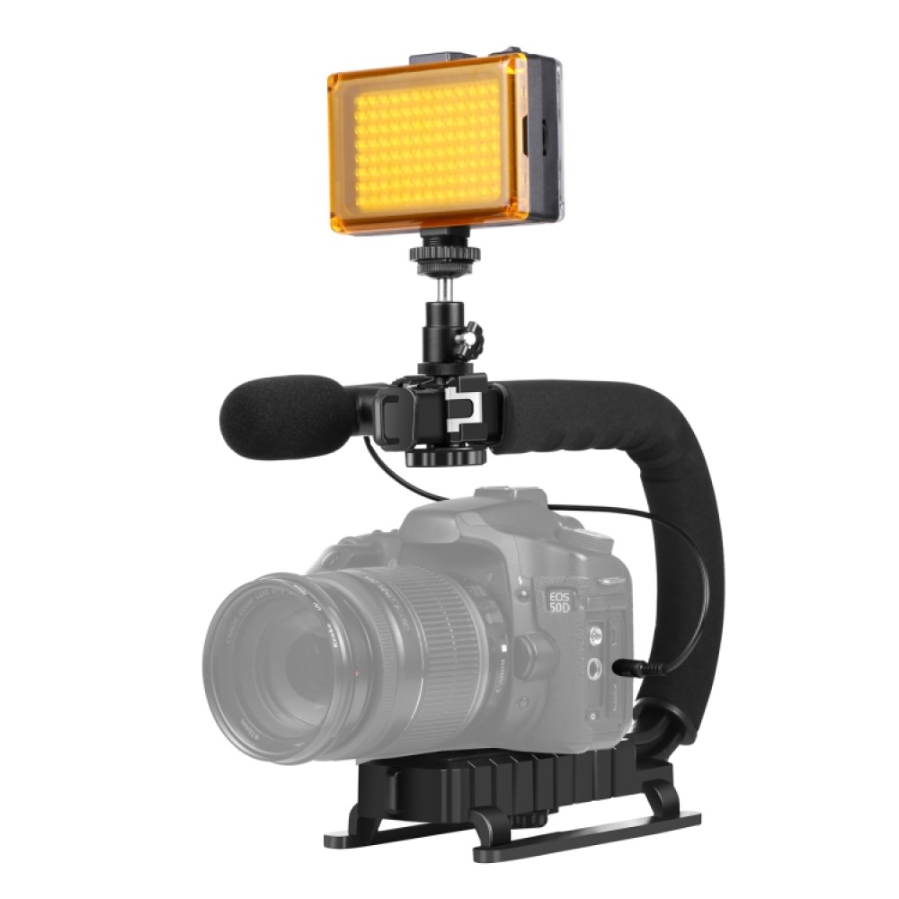 Σταθεροποιητής Κάμερας Χειρός Steadycam U-Grip Σχήματος C με Φωτισμό LED Puluz PKT3013 - Μαύρο  
