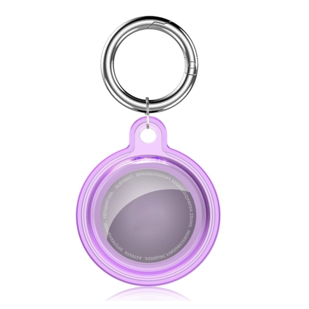 Θήκη σιλικόνης για AirTag Crystal Clear Shockproof με μπρελόκ Purple