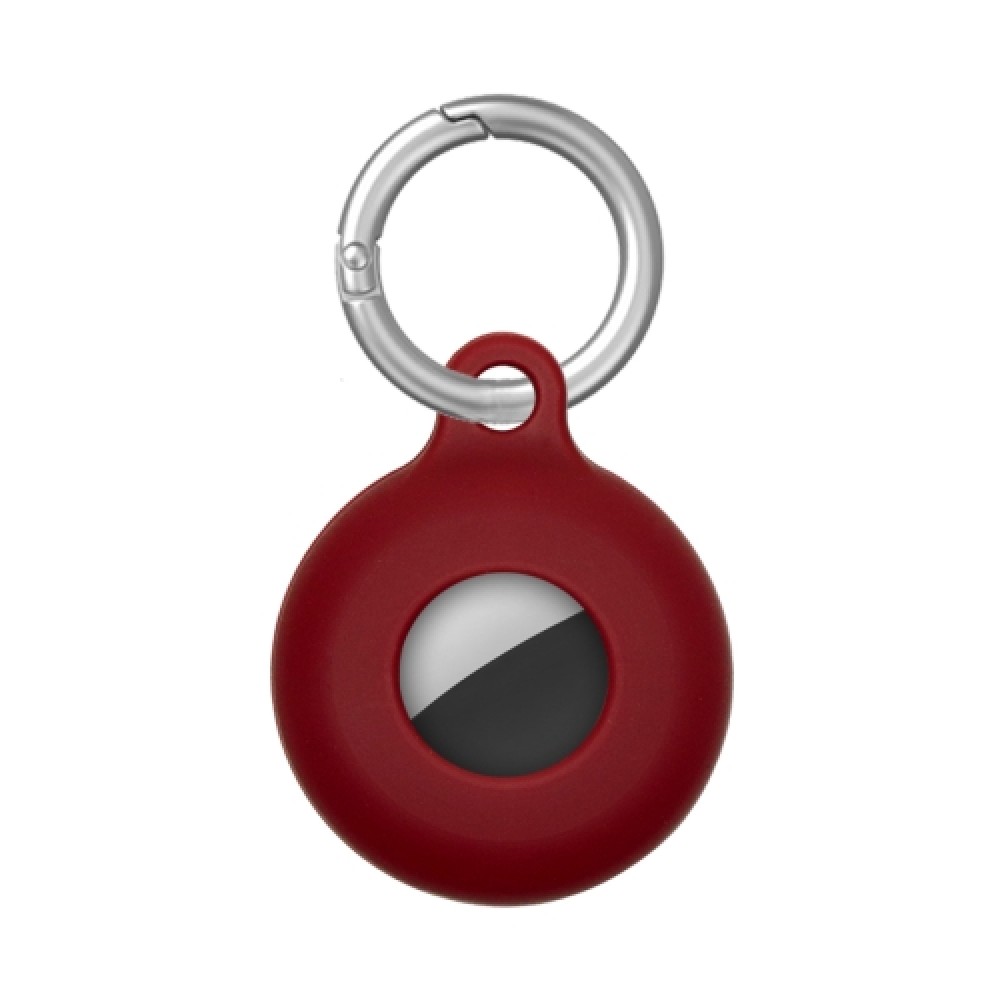 Θήκη σιλικόνης για AirTag Dual-Side Hollow με μπρελόκ Wine Red