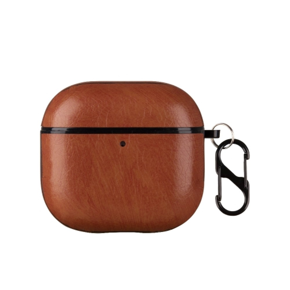 Δερμάτινη Θήκη με γάντζο ασφαλείας για AirPods 4 Light Brown