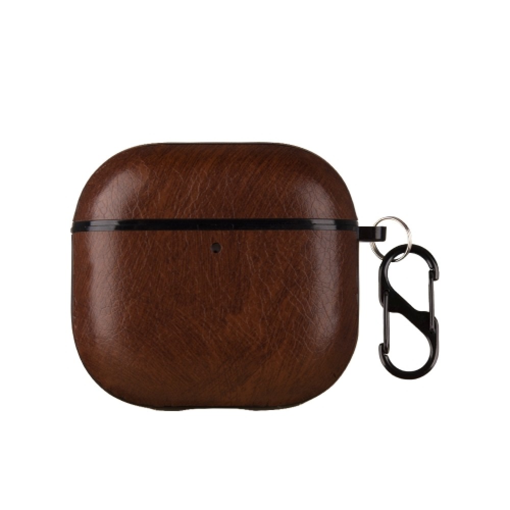 Δερμάτινη Θήκη με γάντζο ασφαλείας για AirPods 4 Dark Brown