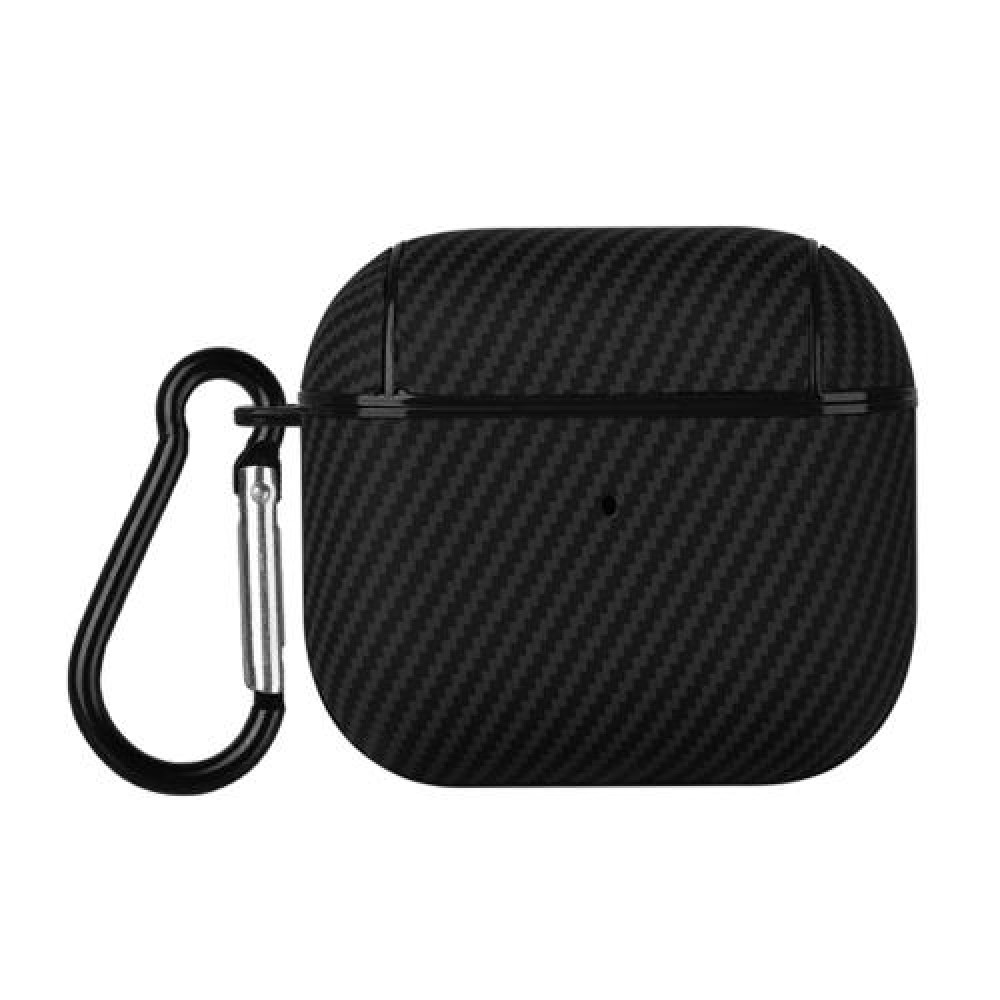 Θήκη carbon fiber με γάντζο ασφαλείας για AirPods 4 Black