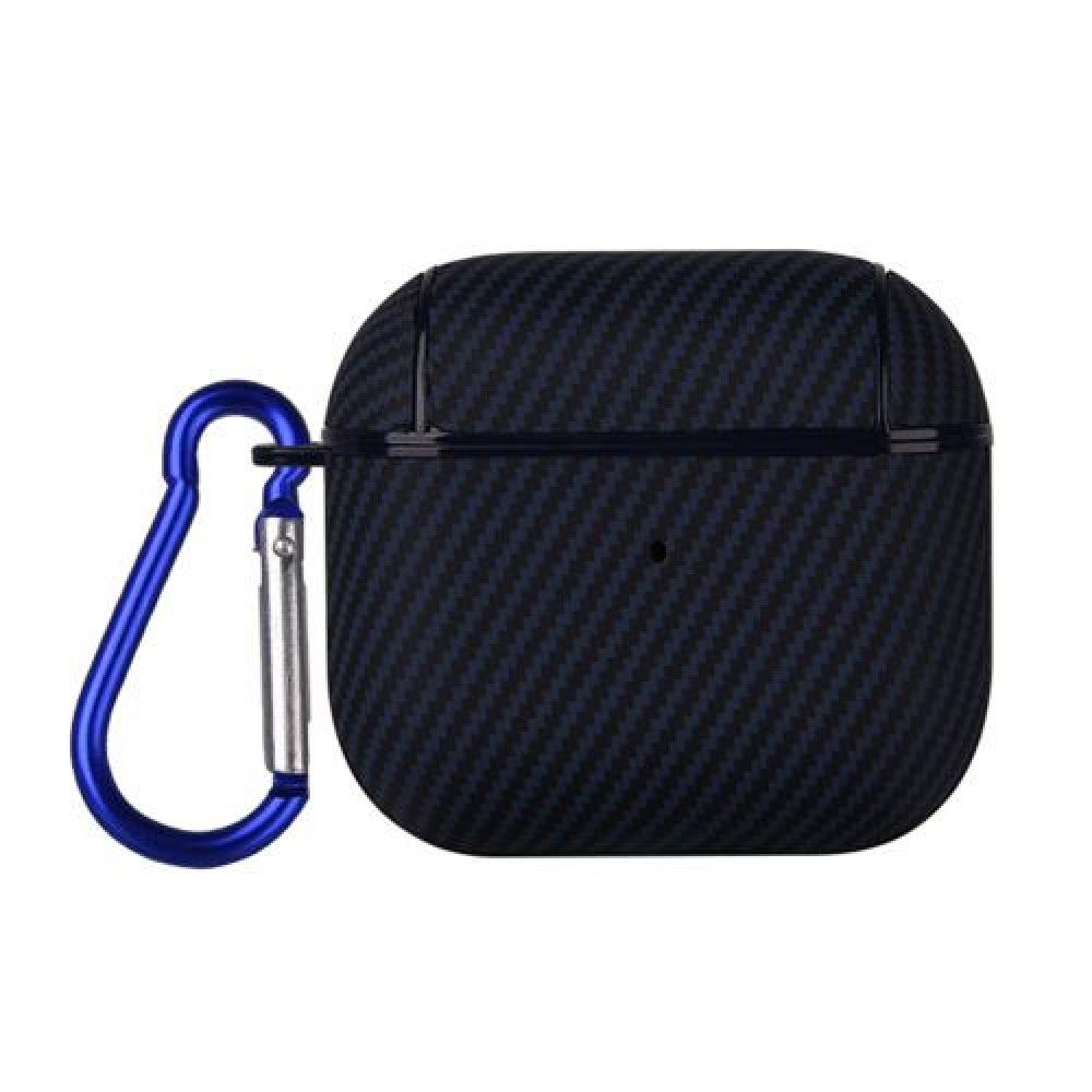 Θήκη carbon fiber με γάντζο ασφαλείας για AirPods 4 Blue