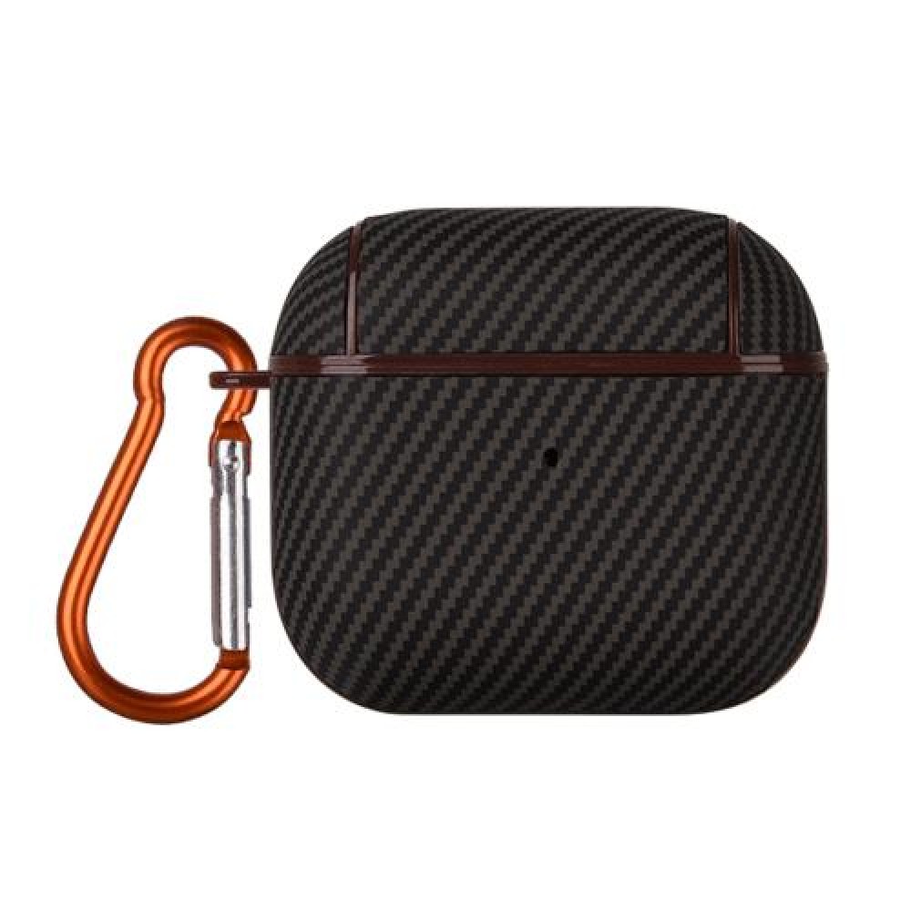 Θήκη carbon fiber με γάντζο ασφαλείας για AirPods 4 Brown