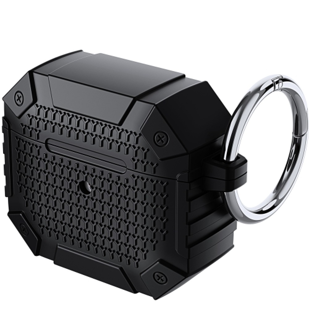 Θήκη shockproof armor με μπρελόκ για AirPods 4 Black