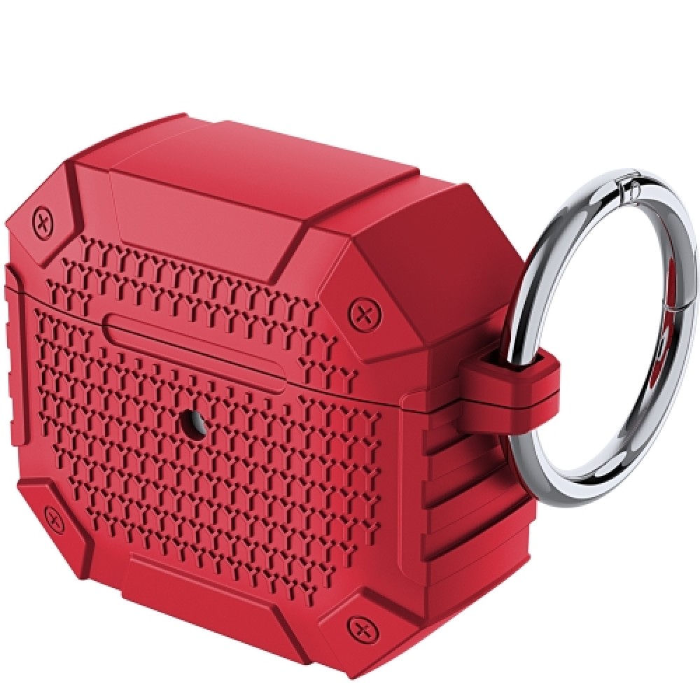 Θήκη shockproof armor με μπρελόκ για AirPods 4 Red