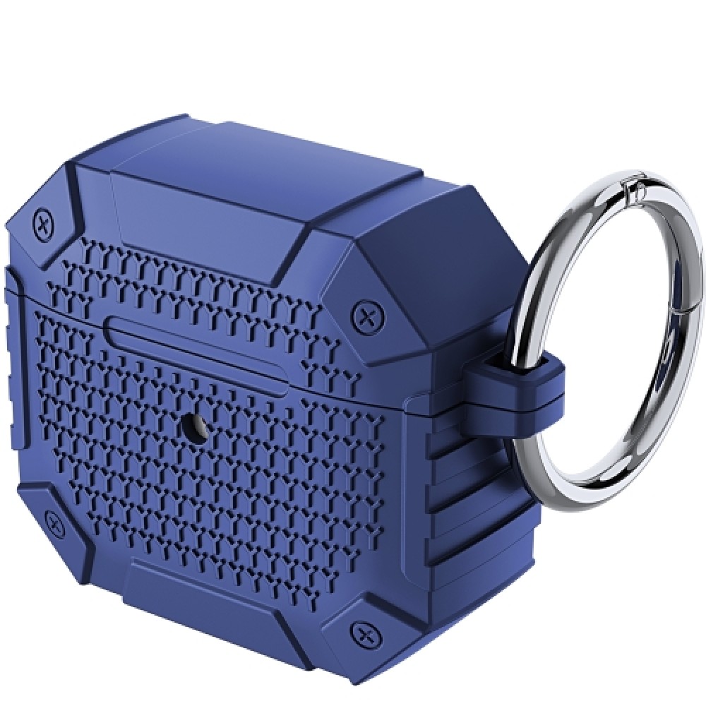 Θήκη shockproof armor με μπρελόκ για AirPods 4 Blue